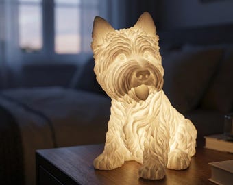 West Highland White Terrier Dog Luminary Night Light, Glowing Sculpture, USB LED Warm Light, Westie Lover Gift, 6 Inch