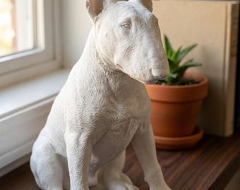 Bull Terrier Realistic Seated Dog Statue thumbnail 1