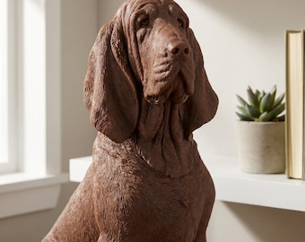 Bloodhound Realistic Seated Dog Statue thumbnail 1
