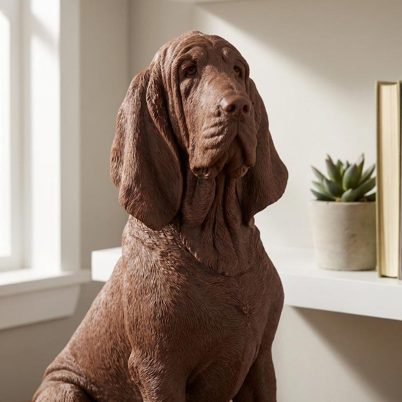 Bloodhound Realistic Seated Dog Statue