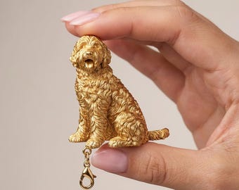 Goldendoodle Gold Dog Sculpture Bag Charm thumbnail 4