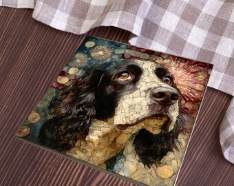 English Springer Spaniel USA Flag Patriotic Dog Ceramic Tile thumbnail 3