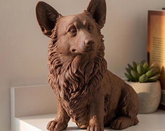 Cardigan Welsh Corgi Realistic Seated Dog Statue thumbnail 1