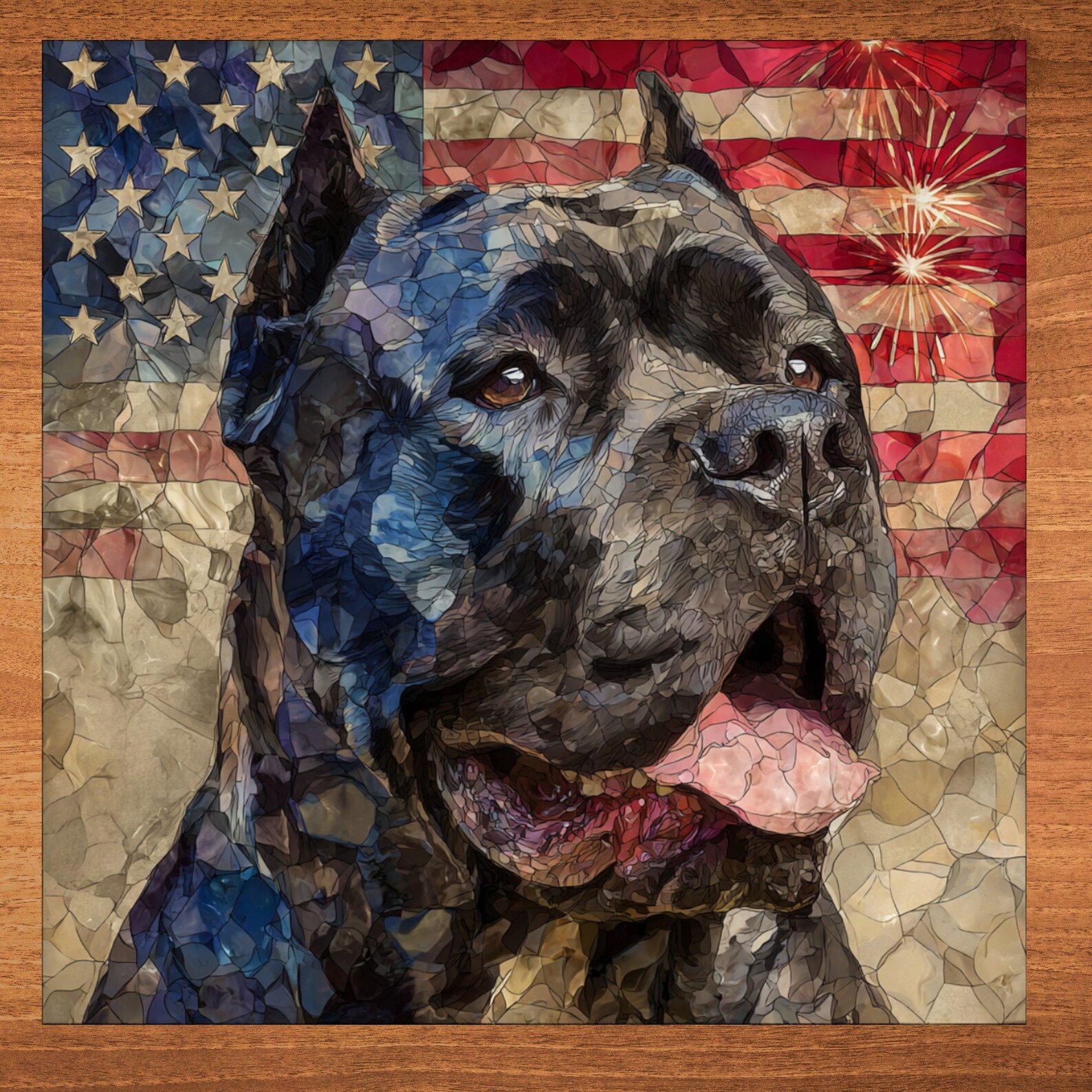 Cane Corso USA Flag Patriotic Dog Ceramic Tile