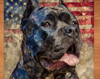 Cane Corso USA Flag Patriotic Dog Ceramic Tile thumbnail 1