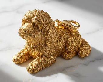 Coton de Tulear Gold Dog Sculpture Bag Charm thumbnail 2