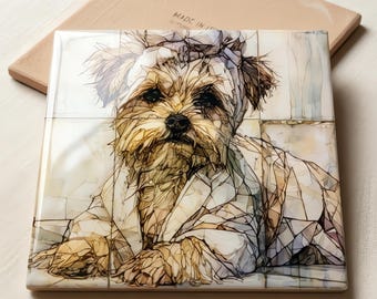 Morkie Spa Dog Ceramic Tile thumbnail 3