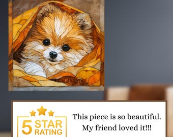 Pomeranian Under the Blanket Ceramic Tile thumbnail 3