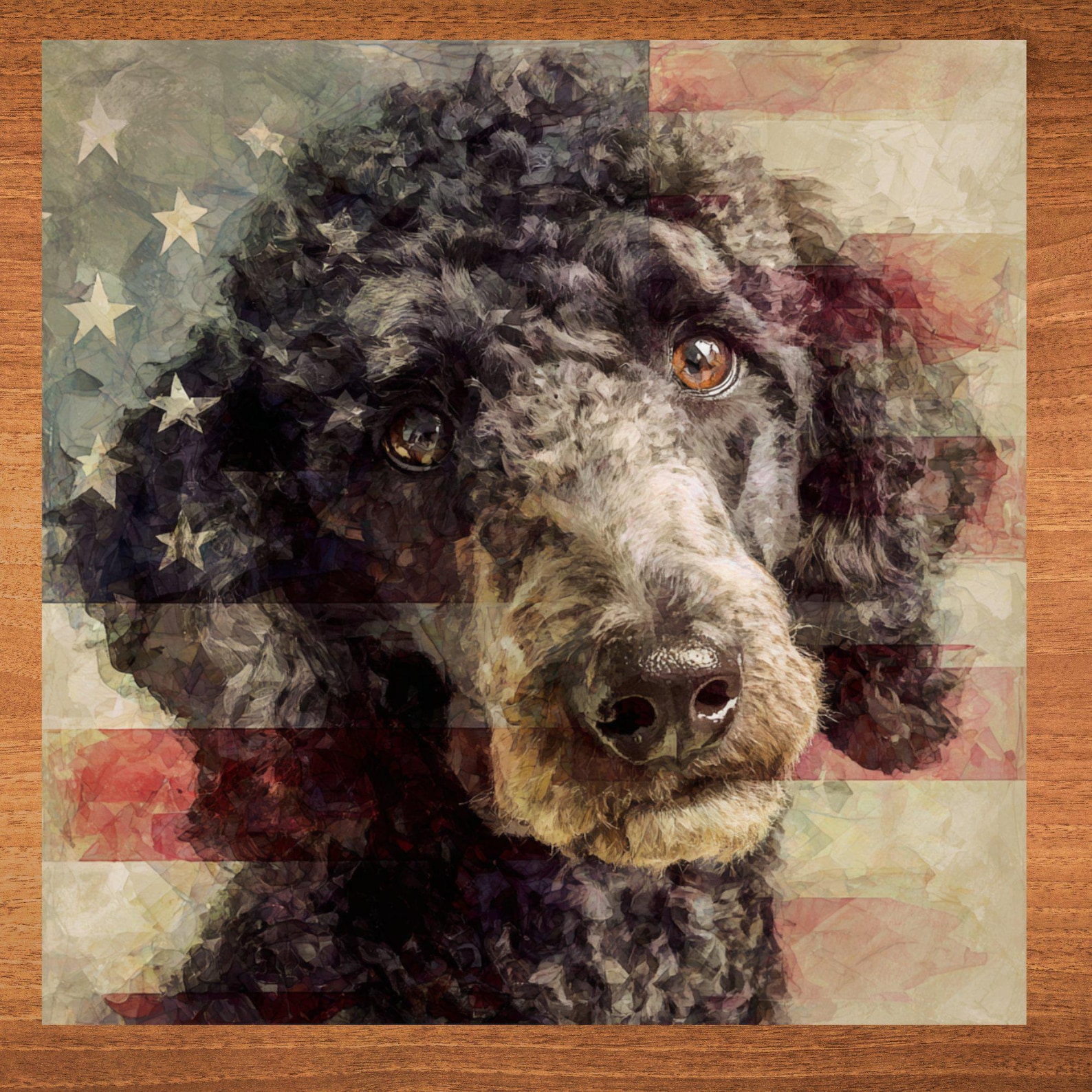 Standard Poodle USA Flag Patriotic Dog Ceramic Tile