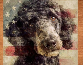 Standard Poodle USA Flag Patriotic Dog Ceramic Tile thumbnail 1