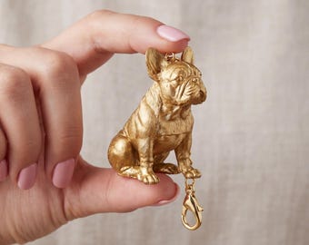 French Bulldog Gold Dog Sculpture Bag Charm thumbnail 4