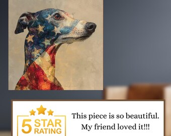 Whippet USA Flag Patriotic Dog Ceramic Tile thumbnail 4