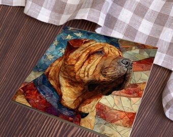 Shar Pei USA Flag Patriotic Dog Ceramic Tile thumbnail 3