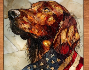 Irish Setter USA Flag Patriotic Dog Ceramic Tile thumbnail 1