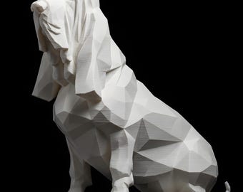 Bloodhound Low-Poly Geometric Dog Statue thumbnail 2