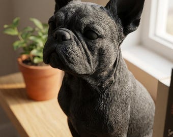 Boston Terrier Realistic Seated Dog Statue thumbnail 1