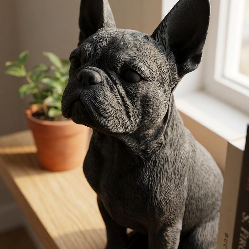 Boston Terrier Realistic Seated Dog Statue