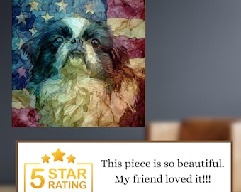 Pekingese USA Flag Patriotic Dog Ceramic Tile thumbnail 4