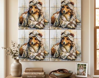 Shetland Sheepdog Spa Dog Ceramic Tile thumbnail 4