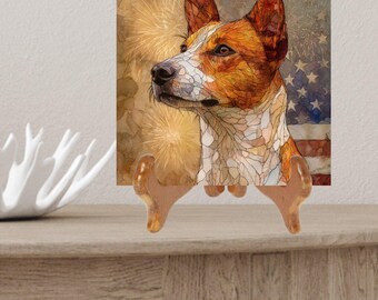 Basenji USA Flag Patriotic Dog Ceramic Tile thumbnail 2