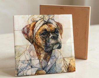 Boxer Spa Dog Ceramic Tile thumbnail 3