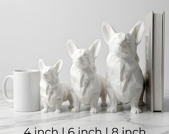 Cardigan Welsh Corgi Low-Poly Geometric Dog Statue thumbnail 3