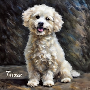 Bichon Frise Customized Pet Portrait Ceramic Tile Wall Art from Photo Any Dog Breed Choice of Art Style Gift for Pet Parents Dog Moms