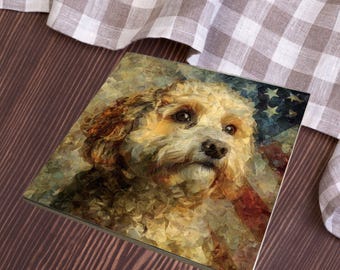 Cockapoo USA Flag Patriotic Dog Ceramic Tile thumbnail 3