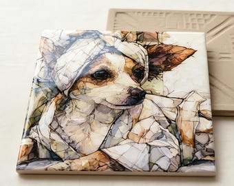Chiweenie Spa Dog Ceramic Tile thumbnail 3