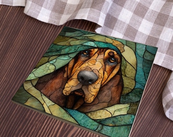 Bloodhound Under the Blanket Ceramic Tile thumbnail 4