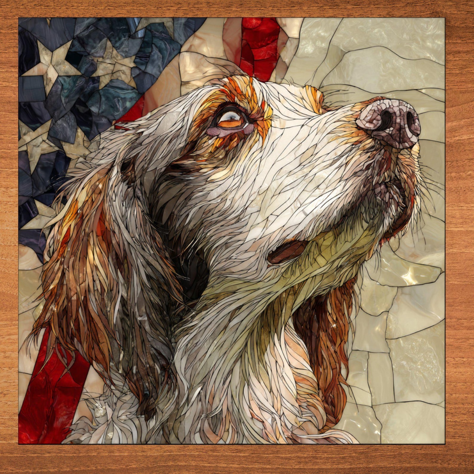 English Setter USA Flag Patriotic Dog Ceramic Tile