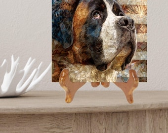 Saint Bernard USA Flag Patriotic Dog Ceramic Tile thumbnail 2