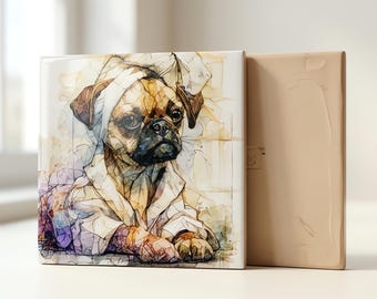 Puggle Spa Dog Ceramic Tile thumbnail 3