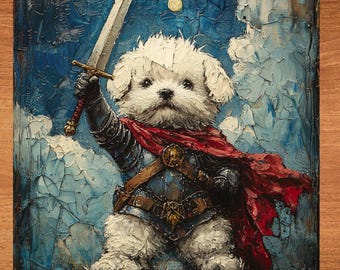 Bichon Frise Medieval Knight Dog Ceramic Tile thumbnail 1