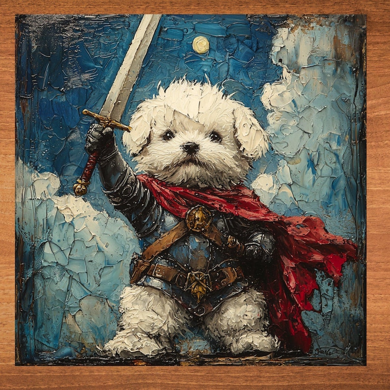 Bichon Frise Medieval Knight Dog Ceramic Tile