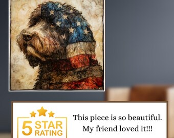 Newfypoo USA Flag Patriotic Dog Ceramic Tile thumbnail 4