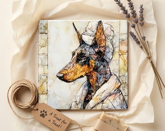 Doberman Pinscher Spa Dog Ceramic Tile thumbnail 2