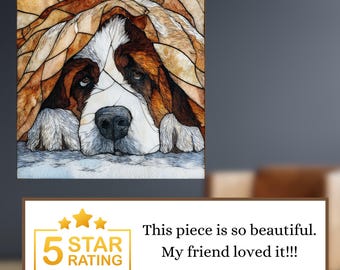 Saint Bernard Under the Blanket Ceramic Tile thumbnail 3