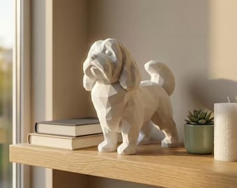 Cavachon Low-Poly Geometric Dog Statue thumbnail 1