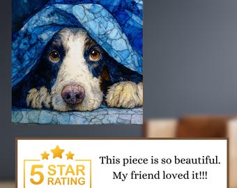 English Setter Under the Blanket Ceramic Tile thumbnail 3