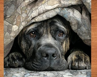English Mastiff Under the Blanket Ceramic Tile thumbnail 1