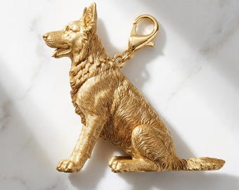 German Shepherd Gold Dog Sculpture Bag Charm thumbnail 2