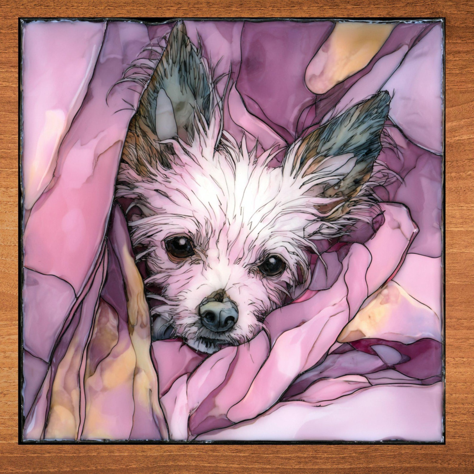 Chinese Crested Under the Blanket Ceramic Tile