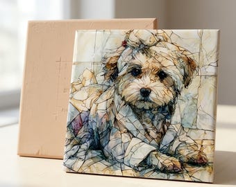 Maltese Spa Dog Ceramic Tile thumbnail 3