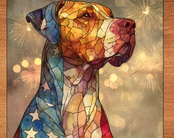 Dogo Argentino USA Flag Patriotic Dog Ceramic Tile thumbnail 1