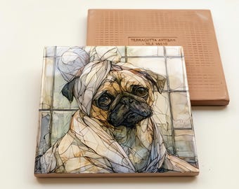 Pug Spa Dog Ceramic Tile thumbnail 3