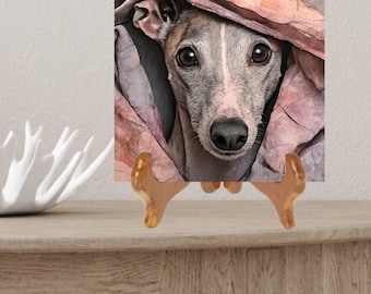 Italian Greyhound Under the Blanket Ceramic Tile thumbnail 2