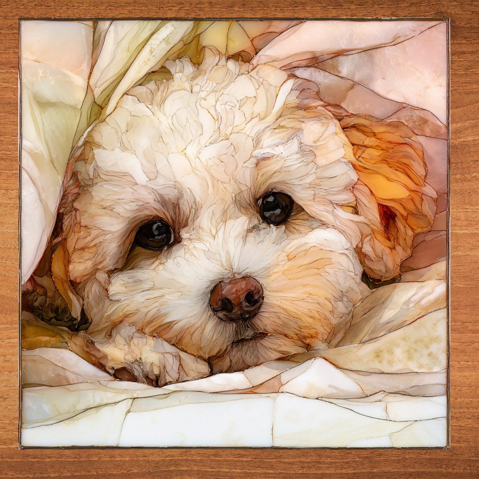 Maltipoo Under the Blanket Ceramic Tile