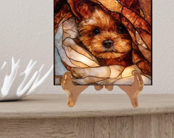 Brussels Griffon Under the Blanket Ceramic Tile thumbnail 2