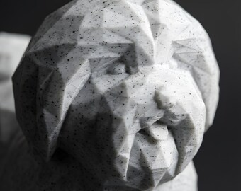 Coton de Tulear Low-Poly Geometric Dog Statue thumbnail 3